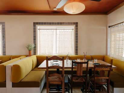 Large banquette below a window