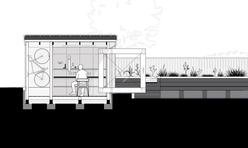 Section of The Garden Retreat by The Environmental Design Studio