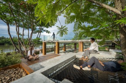 Roofscape of The Pomelo Amphawa Cafe by Looklen Architects