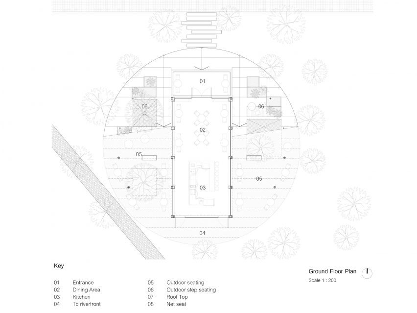 First floor plan of Pomelo Amphawa Cafe by Looklen Architects