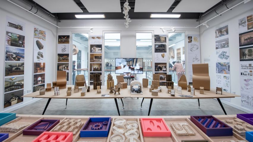 a photograph of a classroom with interior design work in it