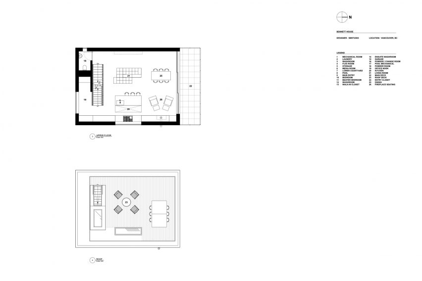 Upper and roof level floor plans