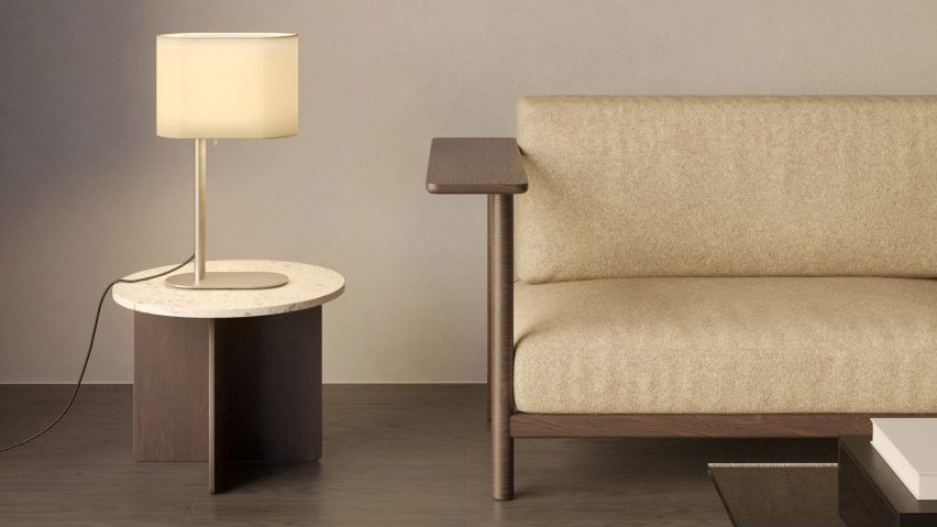 Venn table lamp beside sofa