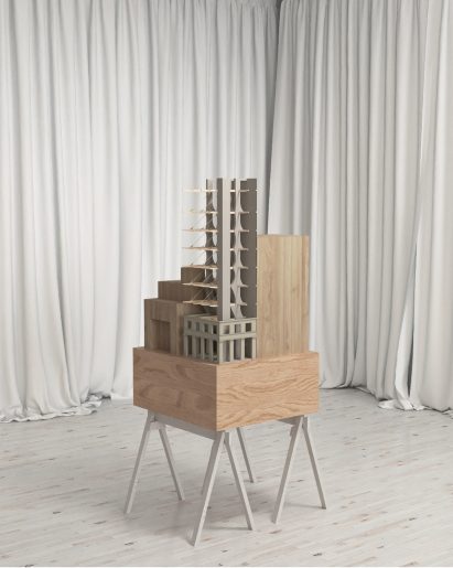 Physical model of a renovation project of the Columbia building in St Louis, USA