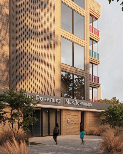 Brick and tile housing with rounded corners