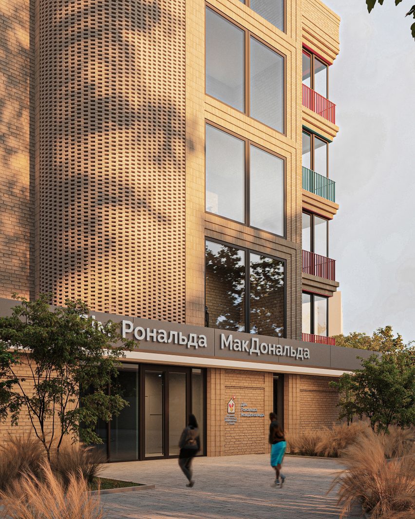 Brick and tile housing with rounded corners