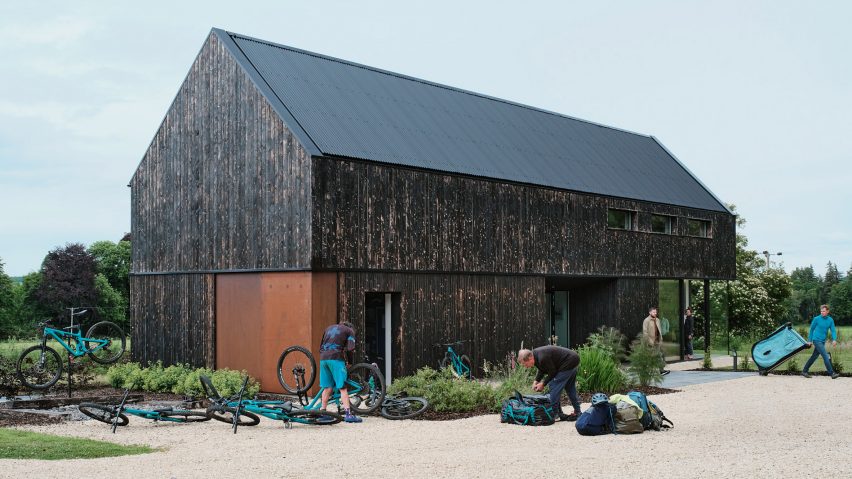 Loader Monteith adds charred-timber-clad office to brownfield site in Inverness