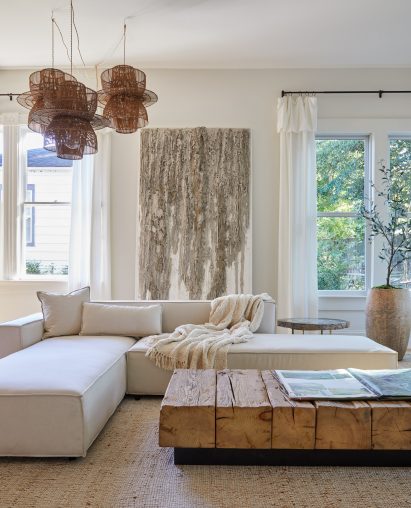 Refurbished living room of a Victorian house in Atlanta