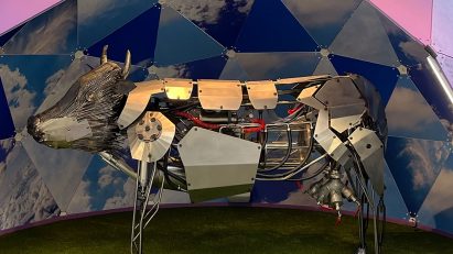 Stainless Cow by Those Vegan Cowboys at Dutch Design Week's Spacefarming exhibition
