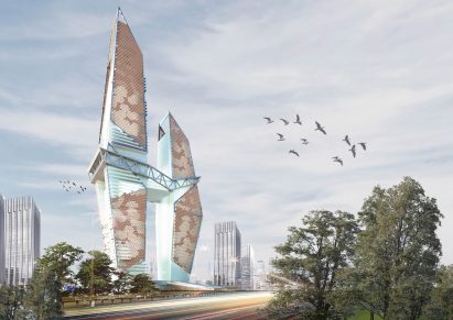 Visualisation showing skyscraper