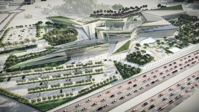 Visualisation showing angular site next to busy road