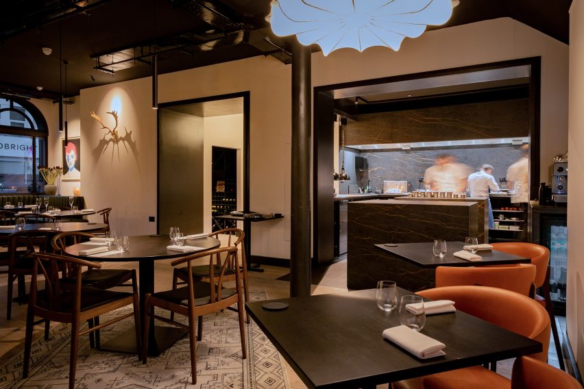 Open kitchen visible from the restaurant