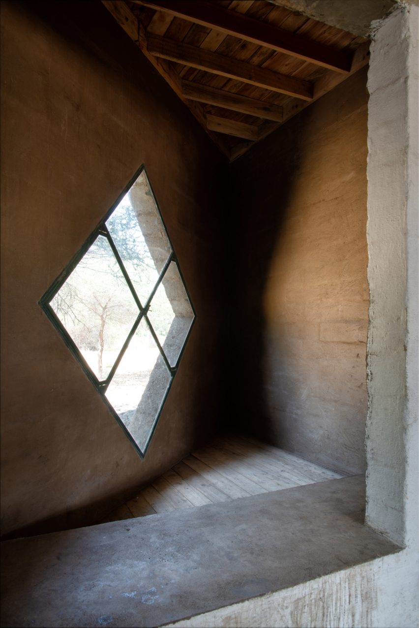 Diamond-shaped window in a school