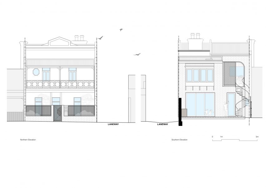 Helvetia northern and southern elevation drawings