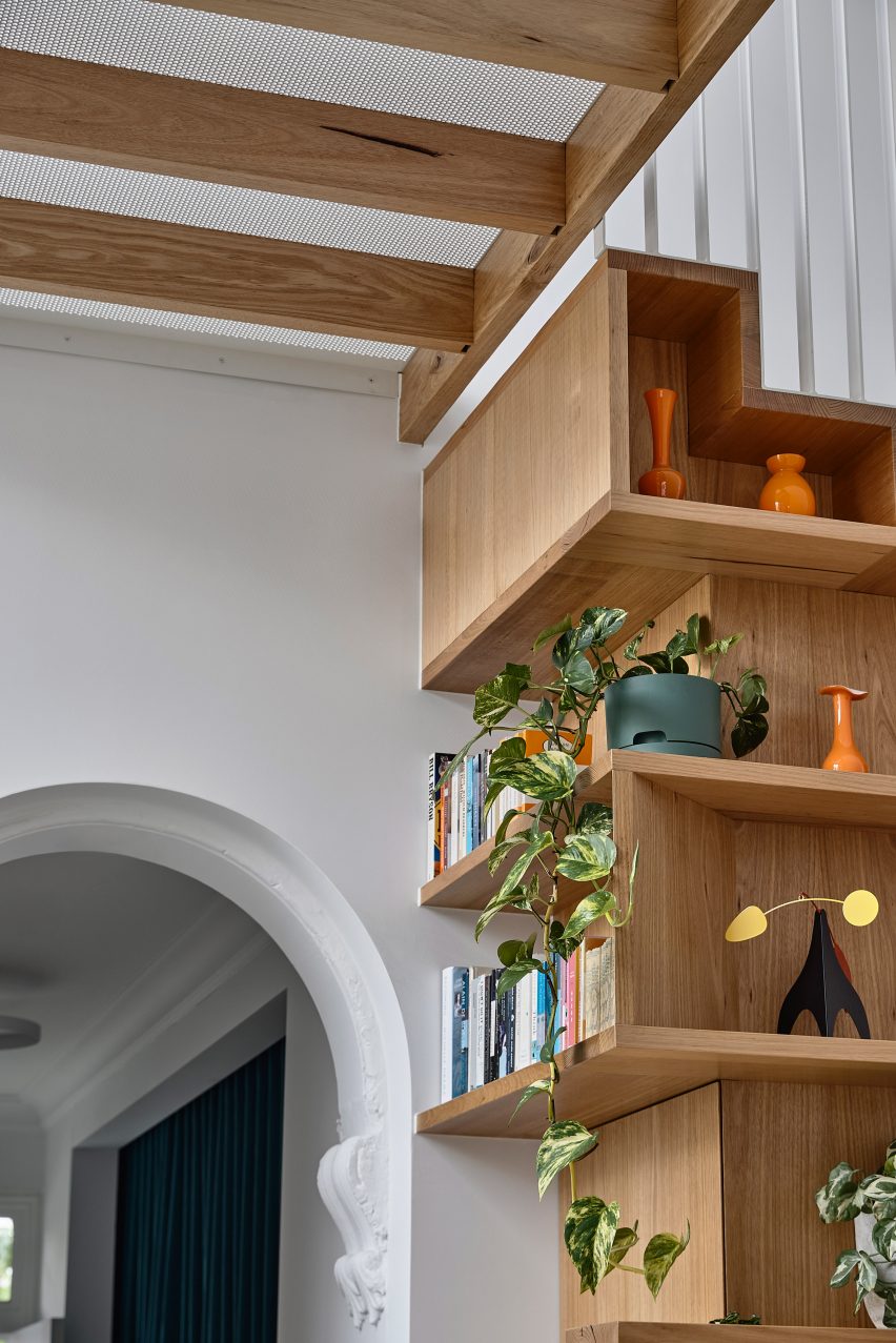 Inbuilt storage space in staircase by Austin Maynard Architects