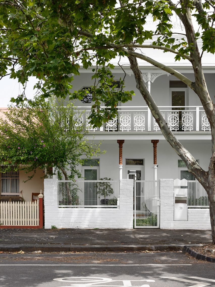 Front view of Helvetia house with balcony Melbourne