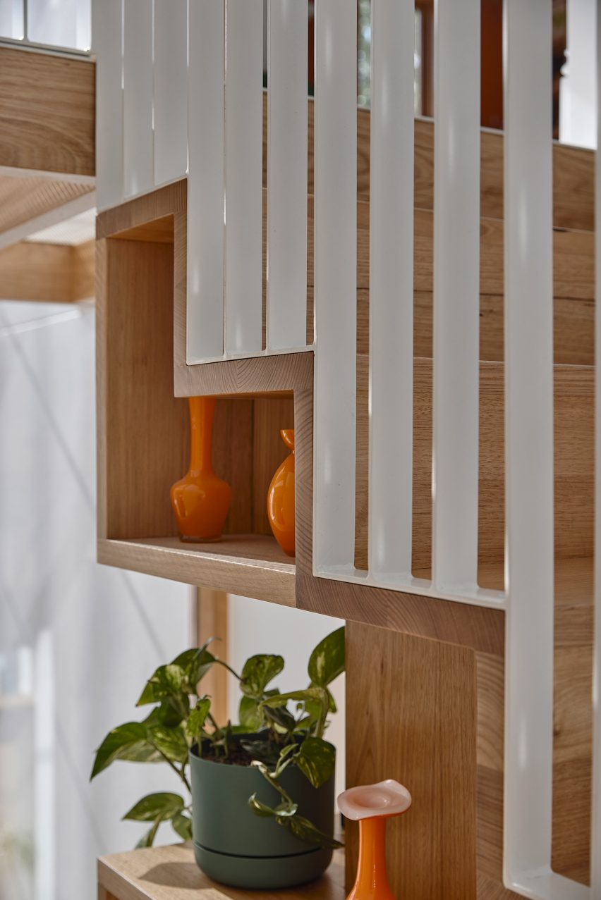 Staircase close up inside Helvetia house renovation Melbourne