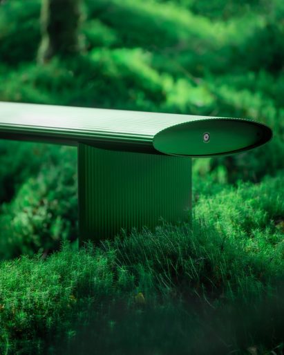 Close of the ridged finish of the Bello! bench by Lars Beller Fjetland