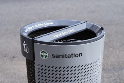 The top of a trash lid that's separated
