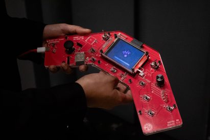 red hand held device