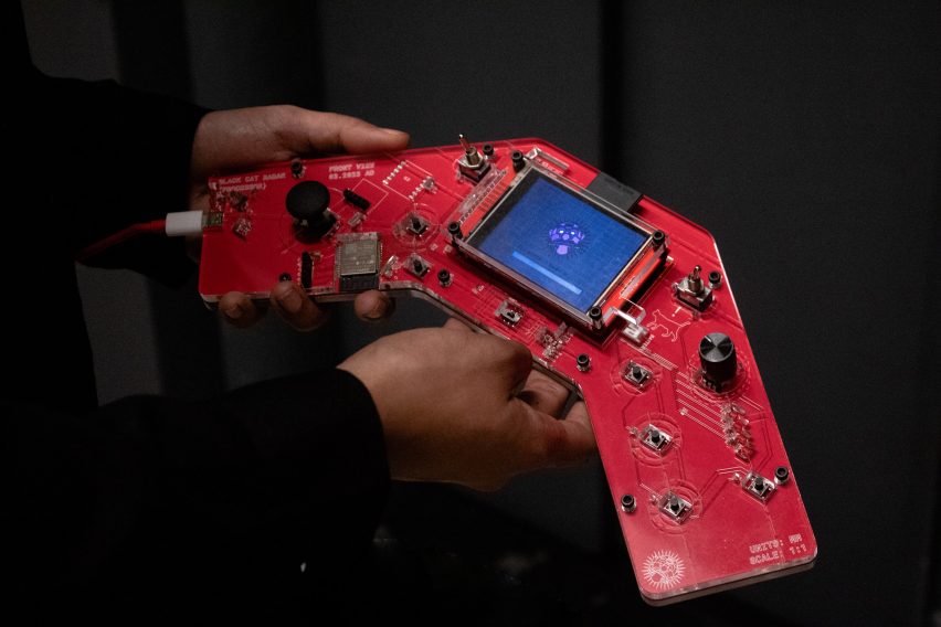 red hand held device