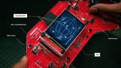 A screen with GPS coordinates