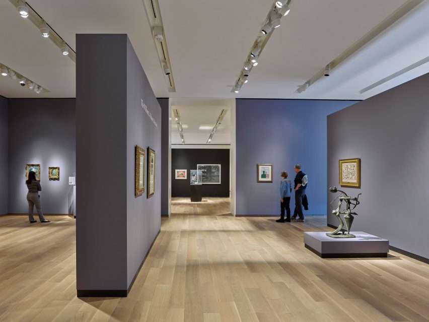 People looking at art in the Bruce museum in Connecticut
