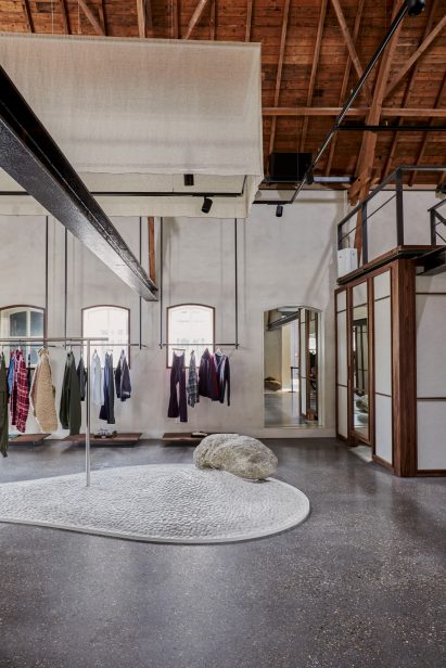 Boulders inside clothing store in the Netherlands