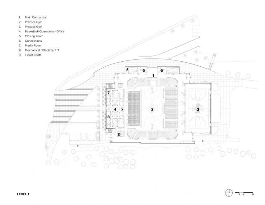 Plan drawing of Central Credit Union Arena