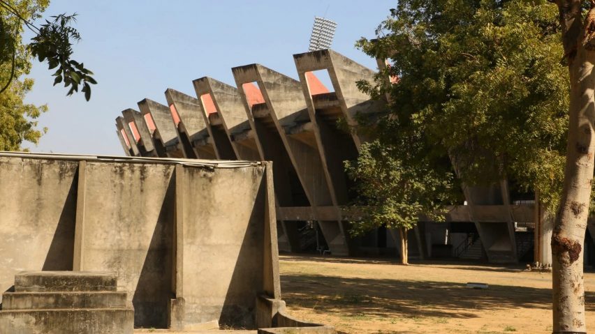 Charles Correa stadium India from outside
