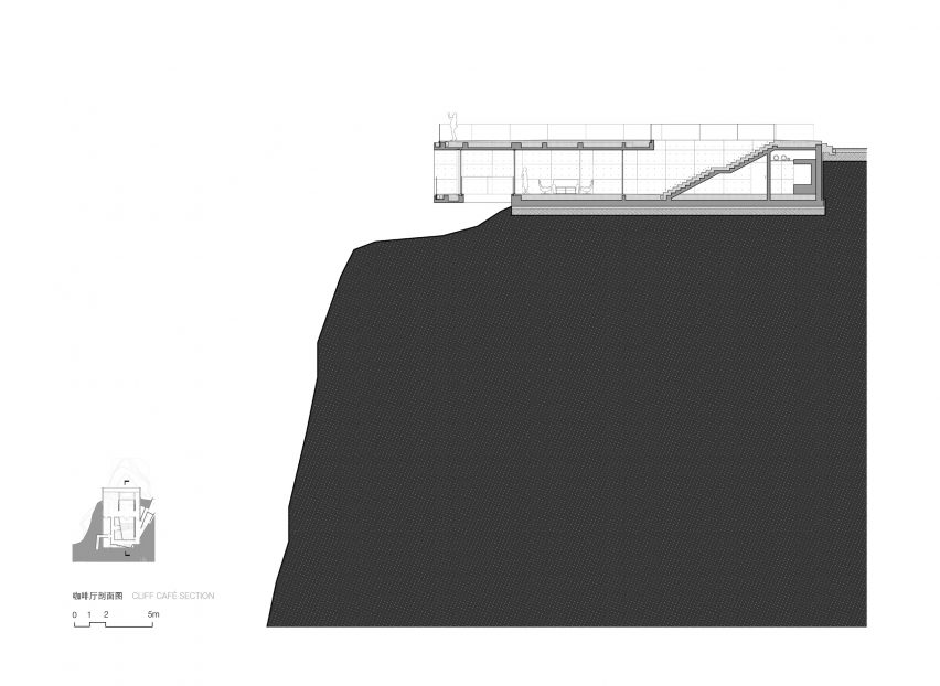 Section of Cliff Cafe by Trace Architecture Office