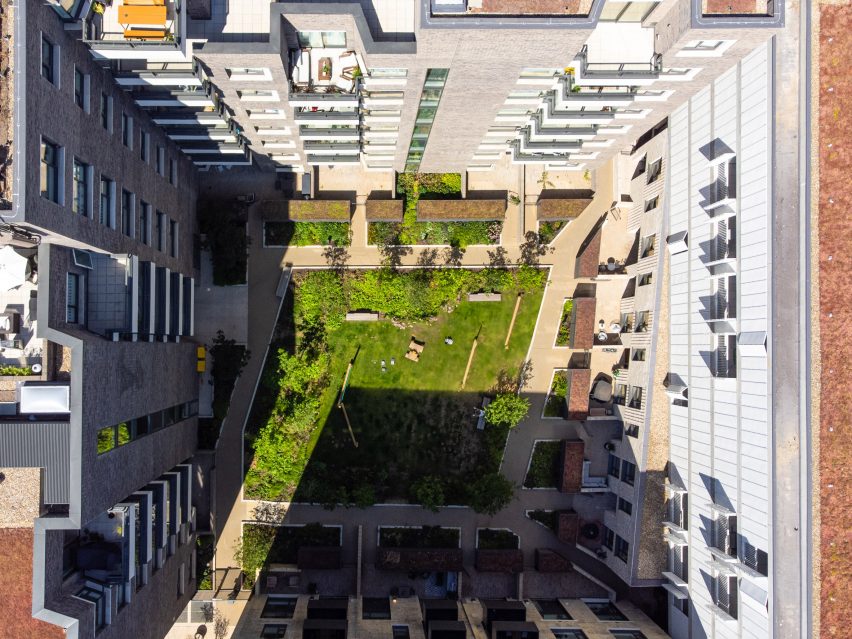 Aerial view of the courtyard at The Tannery by Coffey Architects