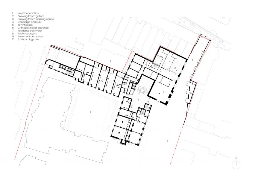 Ground floor plan of The Tannery by Coffey Architects