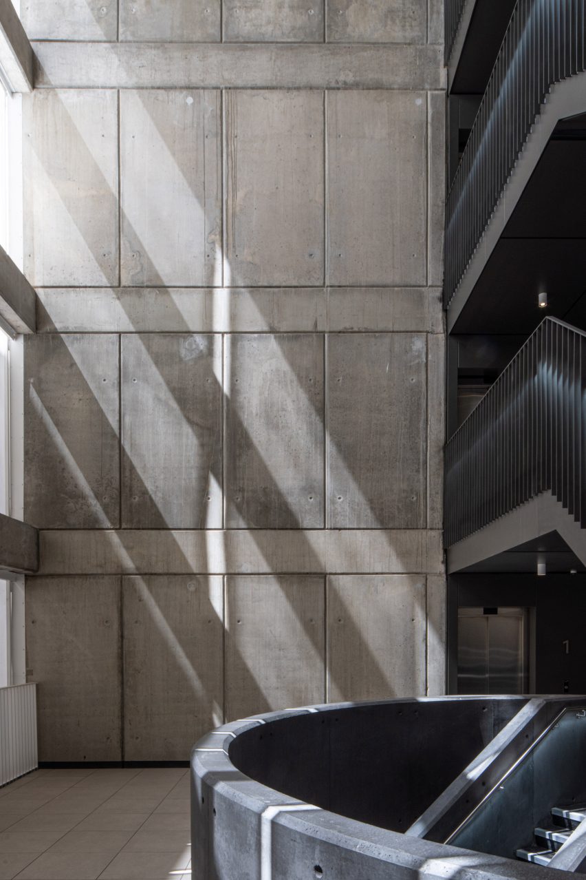 Stairwell with concrete panel walls