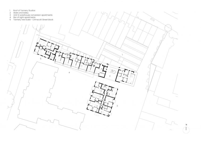 Typical floor plan of The Tannery by Coffey Architects