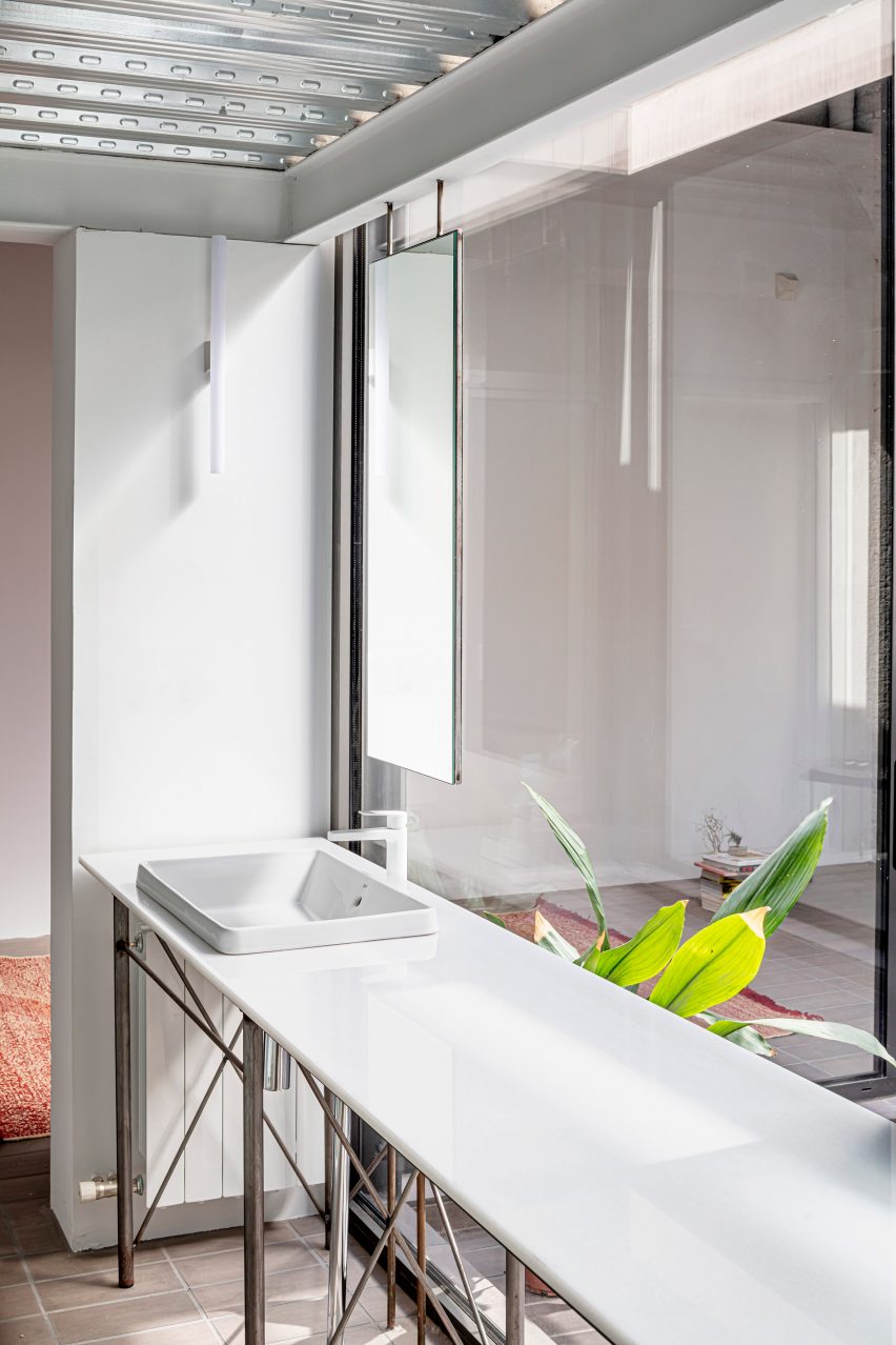 White desk in a remodelled Barcelona apartment