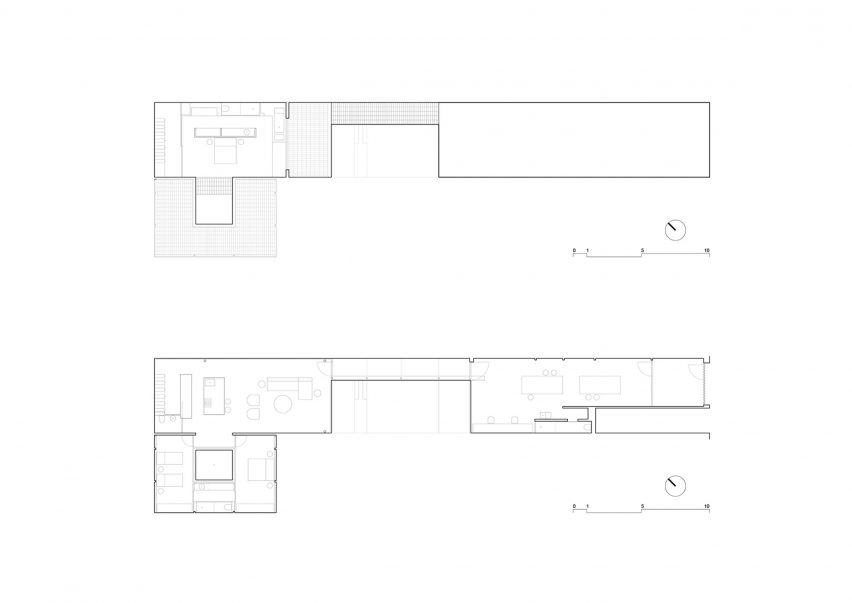 Floor plans of a Barcelona apartment remodelled by CRÜ