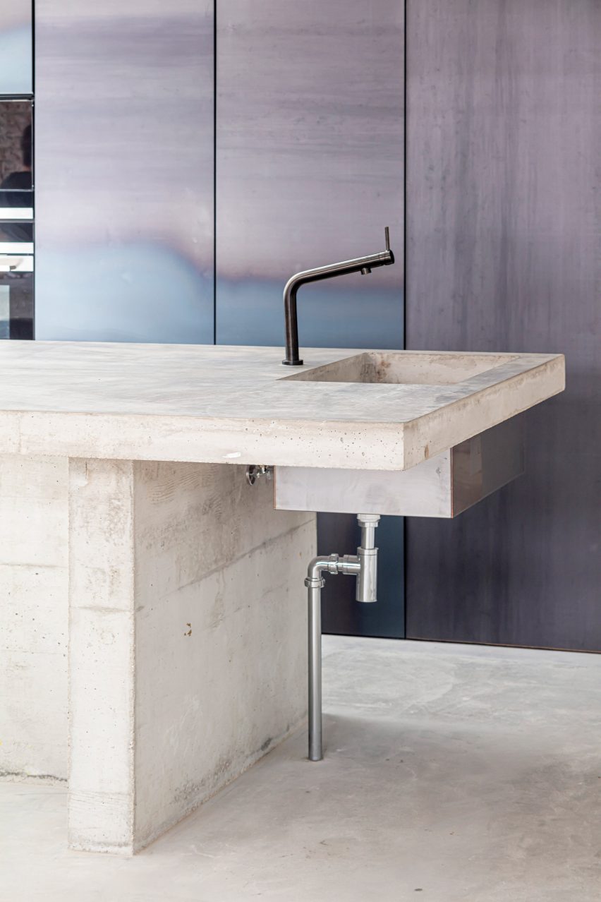 Concrete kitchen island