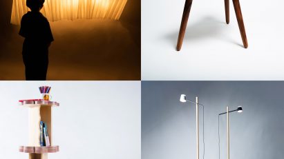 lights an stools designed by design students at Okinawa Prefectural University of Art