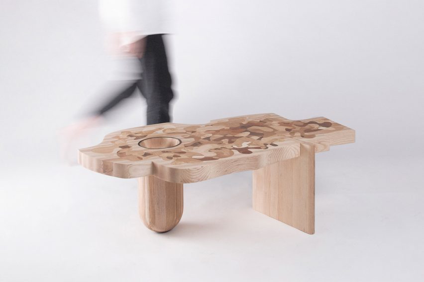Wood table showcased at Designblok's Diploma Selection competition