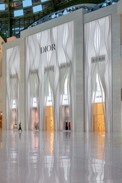 A large facade with undulating rippling panels