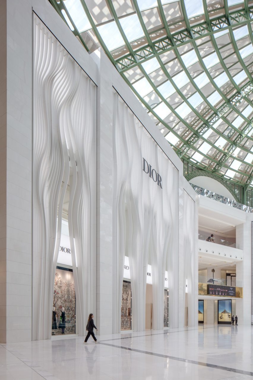 A large facade with undulating rippling panels