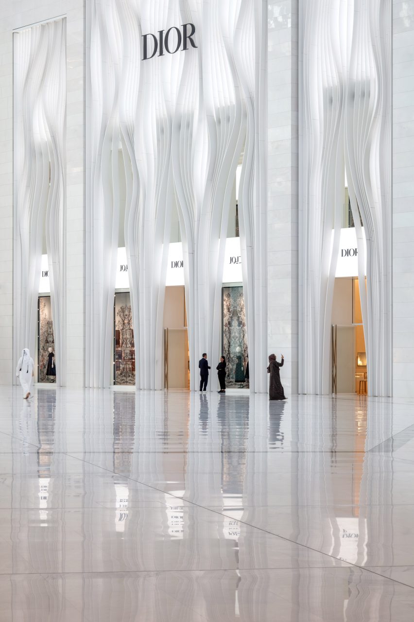 A large facade with undulating rippling panels