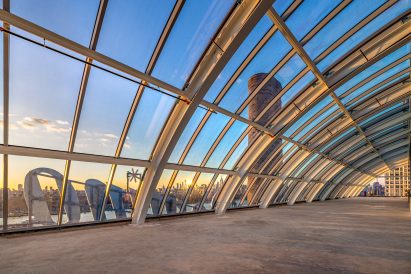 View from vaulted glass ceiling