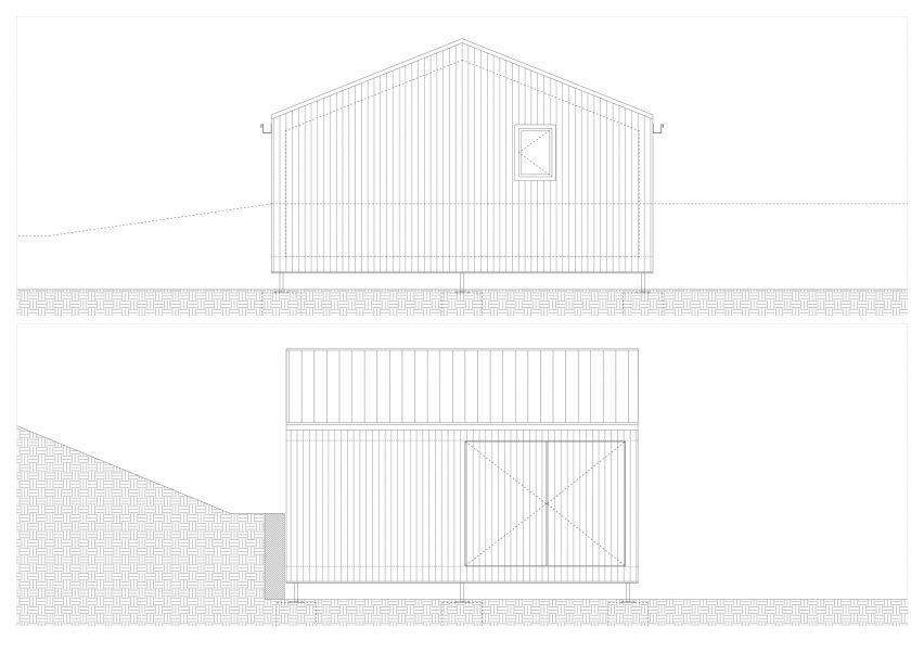 Elevation drawings of the Aralar Cottage by BABELStudio