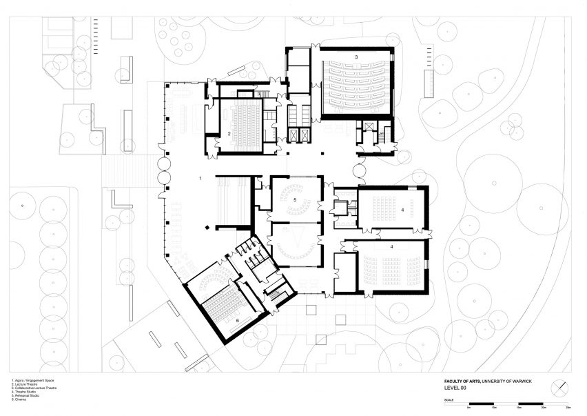Ground floor plan of University of Warwick Faculty of Arts by Feilden Clegg Bradley Studios