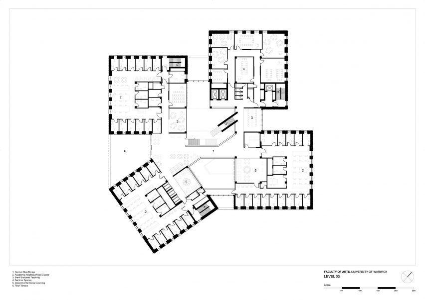 Third floor plan of University of Warwick Faculty of Arts by Feilden Clegg Bradley Studios
