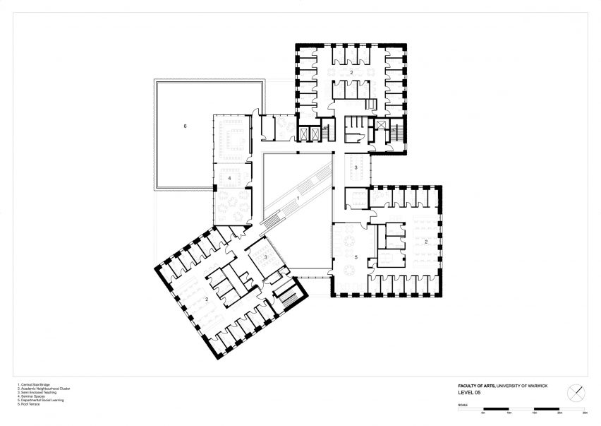 Fourth floor plan of University of Warwick Faculty of Arts by Feilden Clegg Bradley Studios