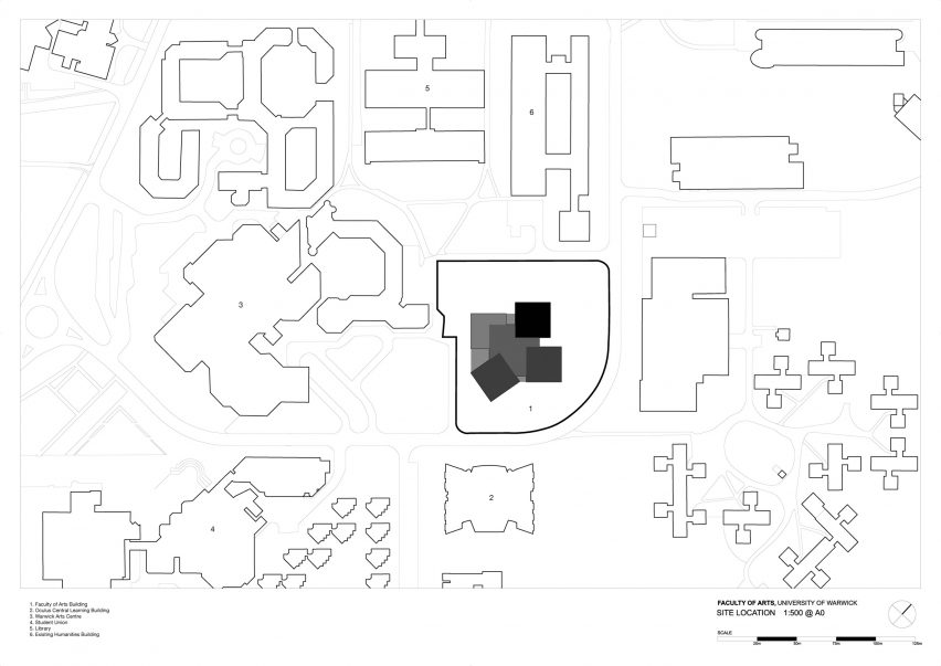 Site plan of University of Warwick Faculty of Arts by Feilden Clegg Bradley Studios