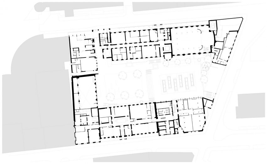 Ground floor plan of the Central Foundation Boys' School in London by Hawkins\Brown